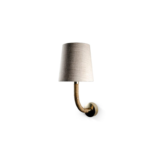 Porta Romana I Holden Wall Light I Dark Cane with Brass