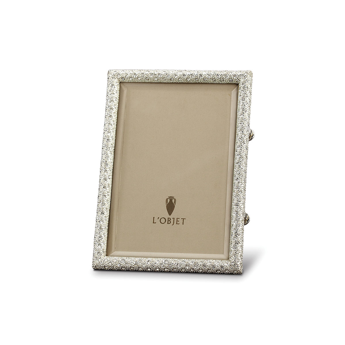 L'Objet I Rectangular Pave Frame Medium Platinum White Crystals