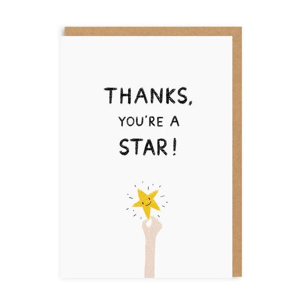 Thank You Gold Star Greeting Card