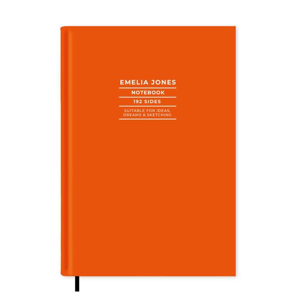 Bright Orange Notebook A5 - Personalised