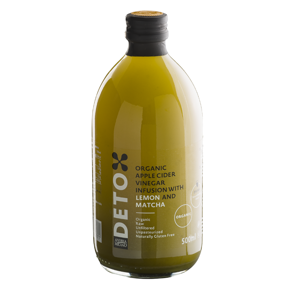Deto Organic Apple Cider Vinegar with Lemon & Matcha Juice 500ml by Andrea Milano