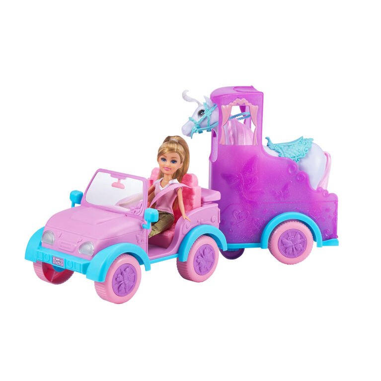 Sparkle Girlz - Doll w. Jeep And Horse Trailer 100319)
