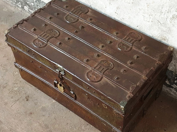 Metal Travel Trunk Brown