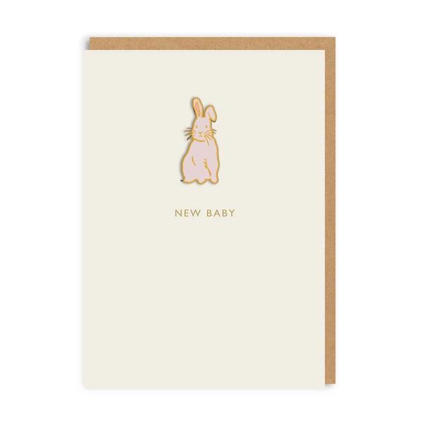 New Baby Bunny Enamel Pin Greeting Card