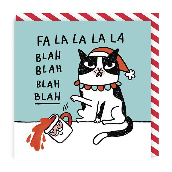 Fa La La La La Blah Cat Square Christmas Card
