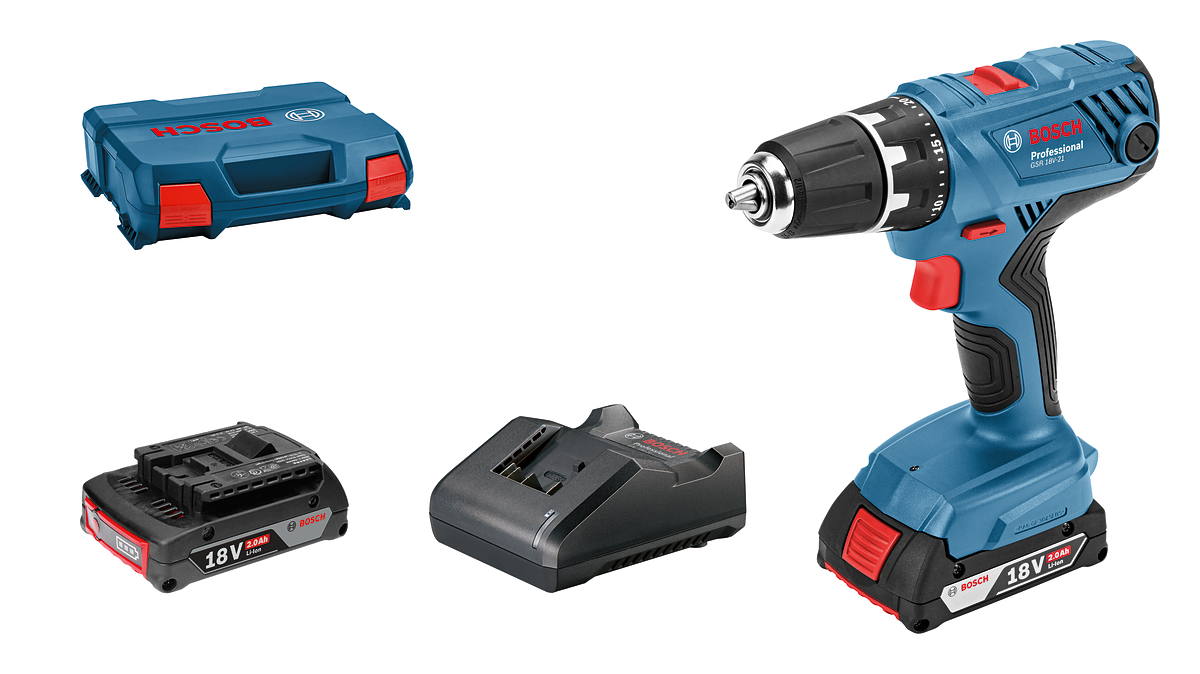 Bosch Professional - GSR 18V-21 - Cordless Drill Driver - Battery & Case Set