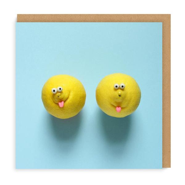 Lemon Faces Square Greeting Card