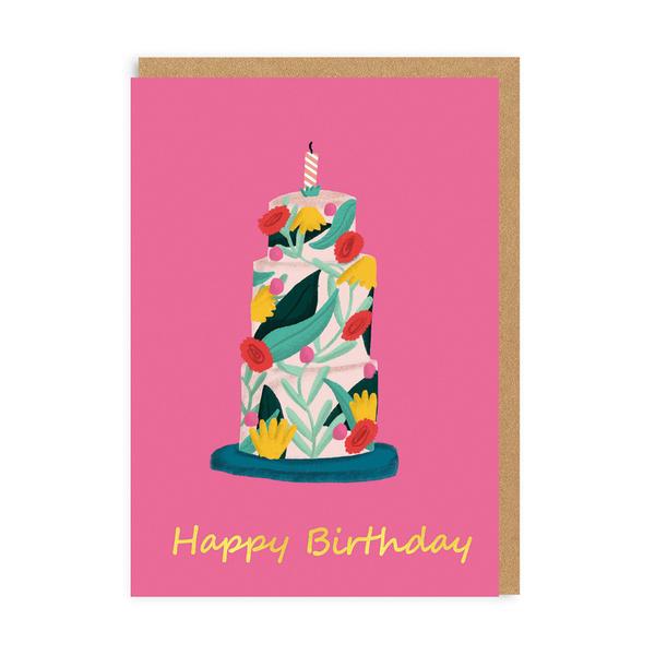 Tropical Cake Happy Birthday Card