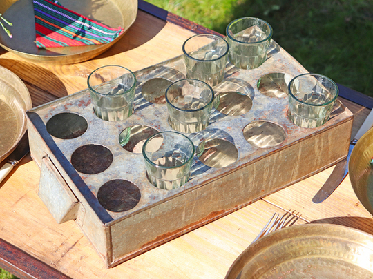 Vintage Chai Glass Holder Silver