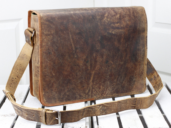 Leather Messenger Bag Medium 15 Inch Brown 15 Inch