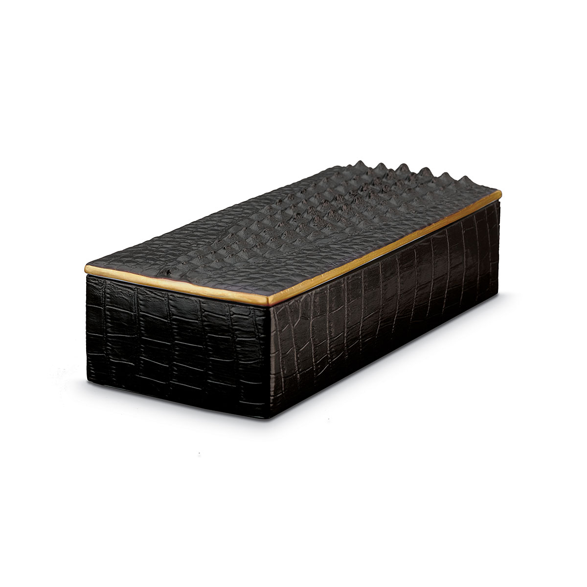 L'Objet I Crocodile Rectangular Box Gold