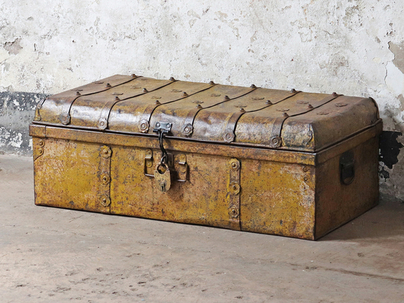 Vintage Yellow Travel Trunk Yellow