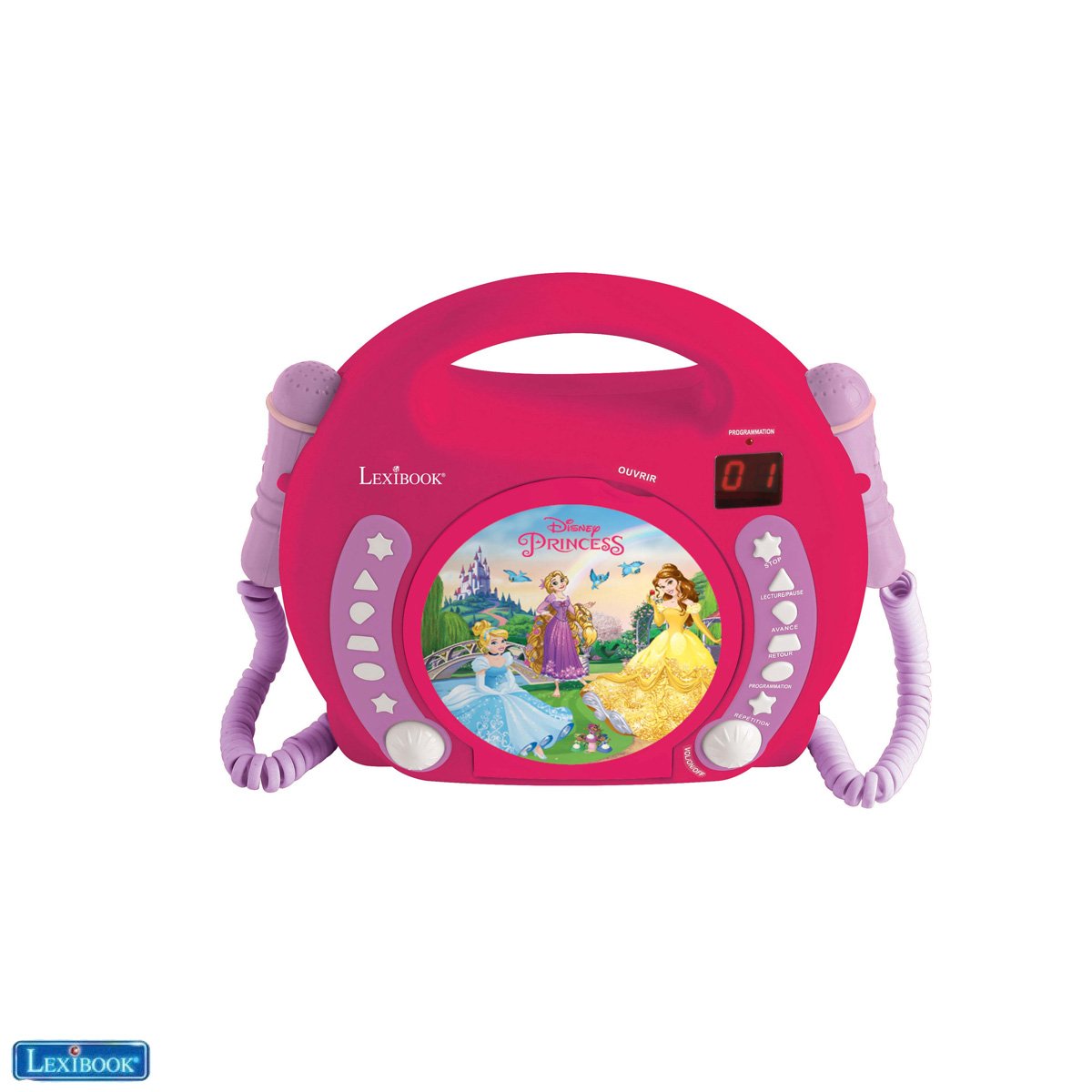 Lexibook - Disney Princess Portable CD player with 2 Sing Along microphones (RCDK100DP)