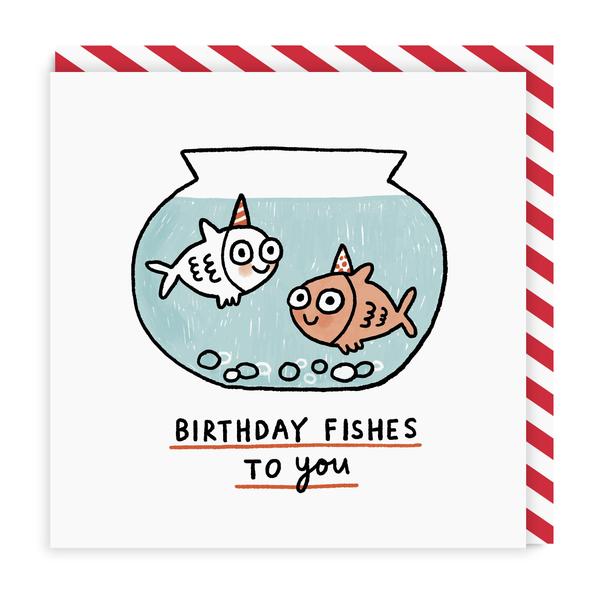 Birthday Fishes To You Square Greeting Card