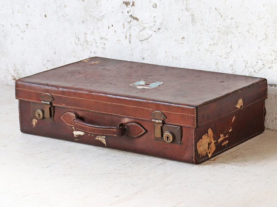 Vintage Leather Suitcase Brown