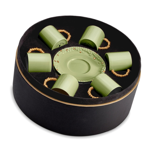 L'Objet | HAAS Brother | Haas Mojave Espresso Cup + Saucer (Set of 6) - Matcha + Gold