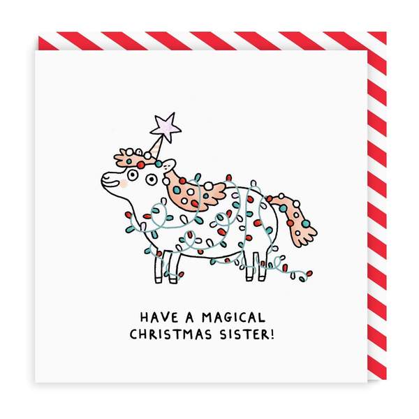 Sister Magical Unicorn Square Christmas Card