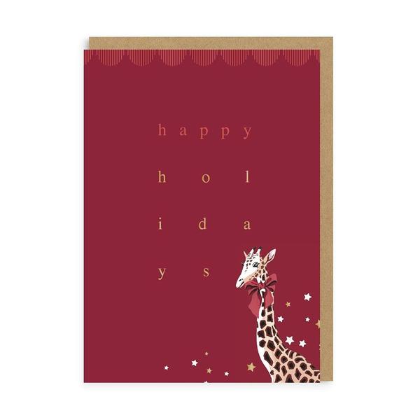 Happy Holidays Giraffe Christmas Card