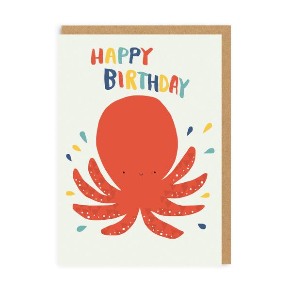 Happy Octopus Birthday Card
