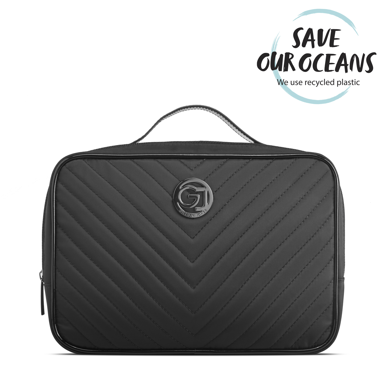 Gillian Jones - Traincase in Black Quilted Nylon