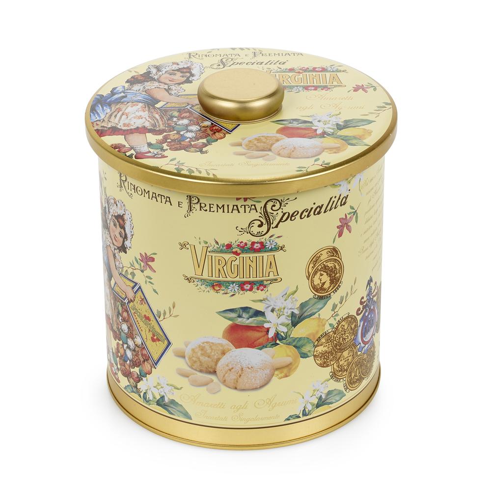 Traditional Amaretti Barrel Tin 220g by Virginia