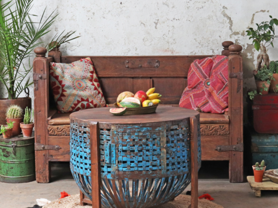 Antique Wooden Bench Brown