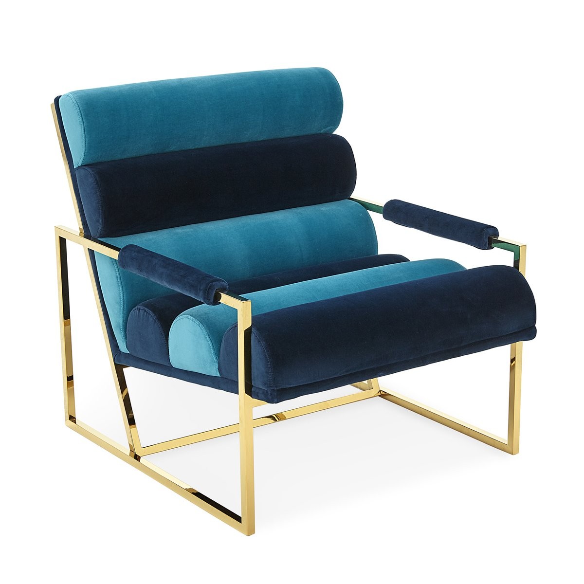 Jonathan Adler I Channeled Goldfinger Lounge Chair I Rialto Navy/ Rialto