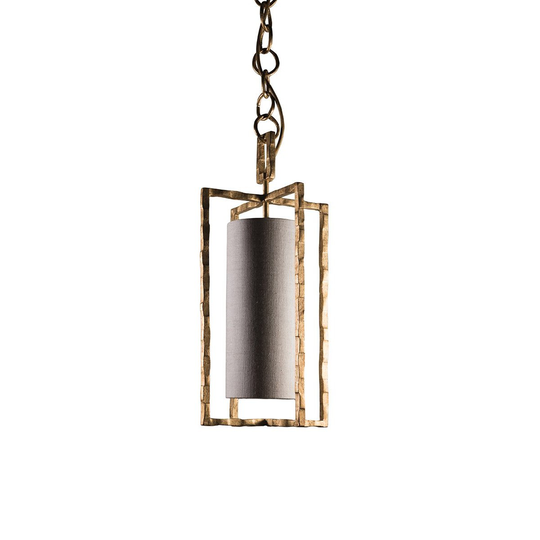 Porta Romana I Small Giacometti Pendant I Gold With Natural Linen Shade