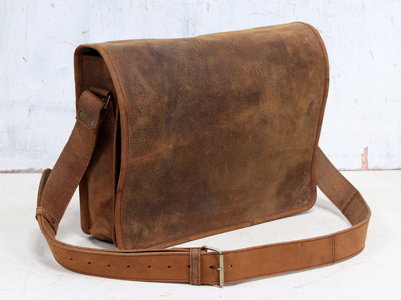 Mens Leather Messenger Bag Medium 15 Inch Brown 15 Inch