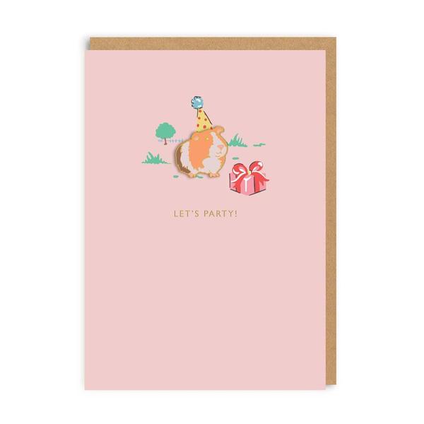 Let's Party! Guinea Pig Enamel Pin Greeting Card