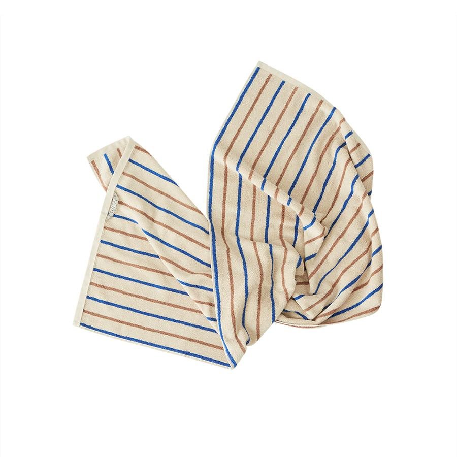 OYOY Living - Raita Organic Towel - 50x100 cm - Caramel / Optic Blue