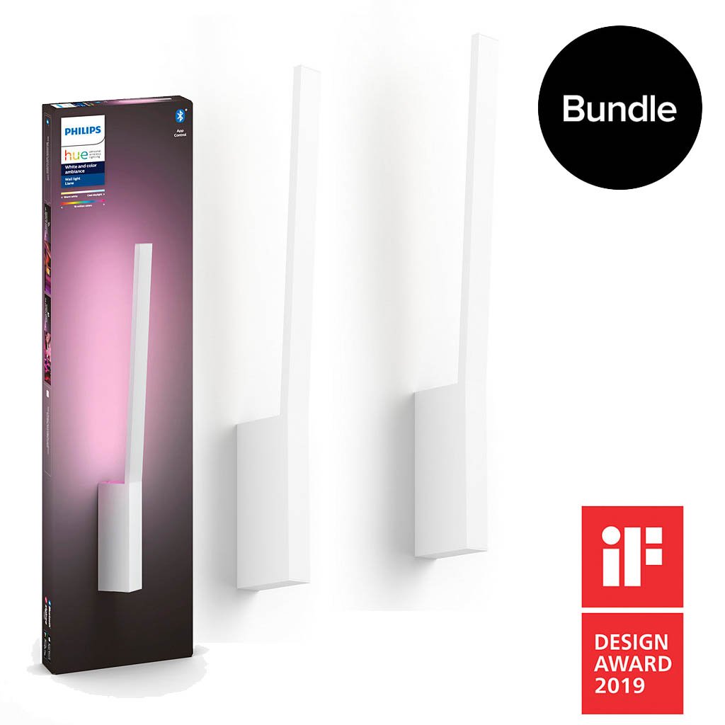 Philips Hue - Liane Wall Light White - White & Color Ambiance - Bluetooth - Bundle