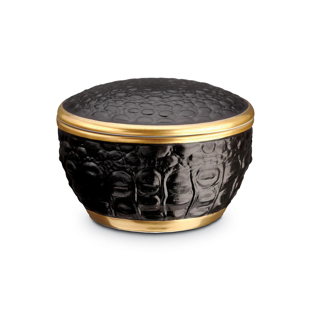 L'Objet I Crocodile Round Box Gold