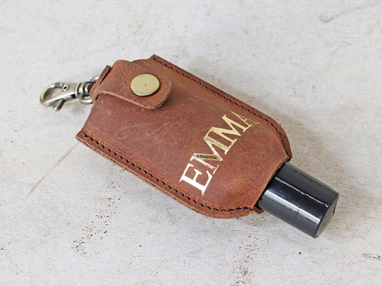 Hand Sanitiser Leather Bottle Holder - Small