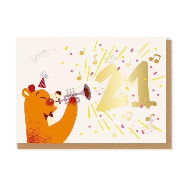 21 Trumpet Bear Birthday Greeting Card
