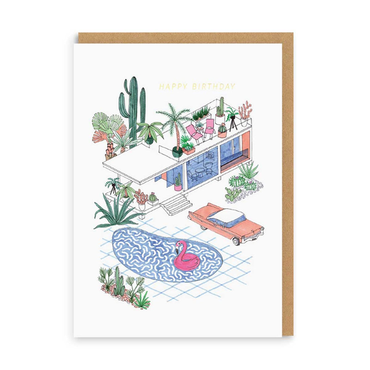 Pool House Birthday Greeting Card