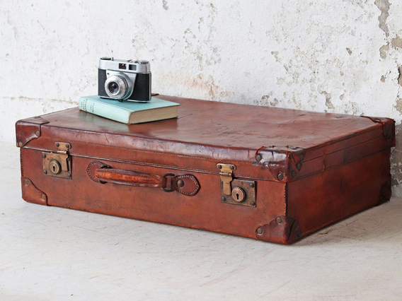 Old Leather Suitcase Brown