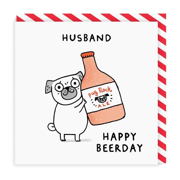 Husband Beer-Day Square Birthday Greeting Card