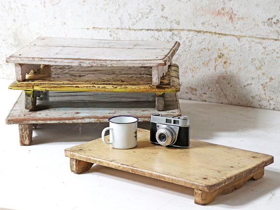Vintage Wooden Tray - White White