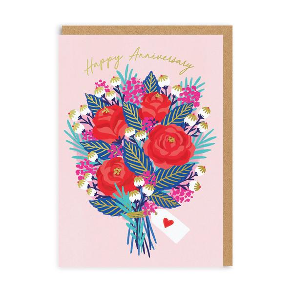 Happy Anniversary Floral Bouquet Greeting Card