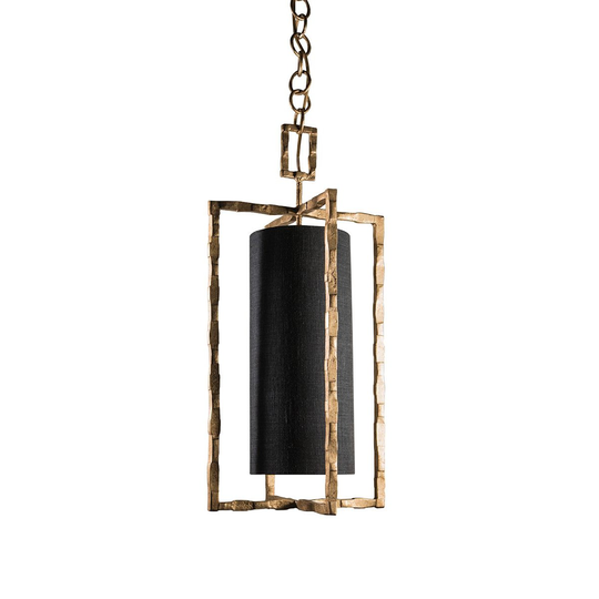 Porta Romana I Large Giacometti Pendant I Gold With Carbon Linen Shade