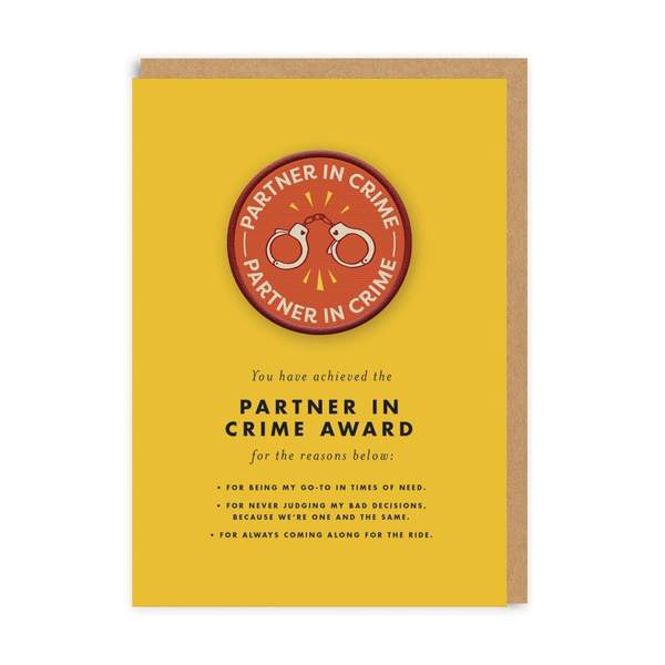Partner In Crime Woven Patch Greeting Card