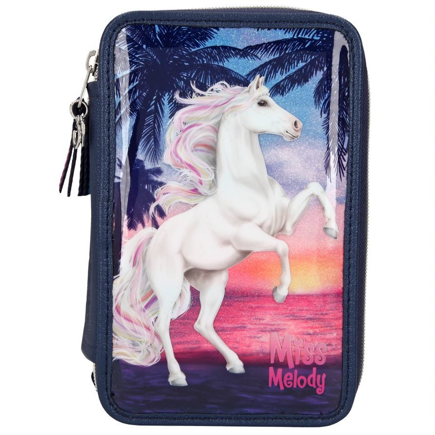Miss Melody - Triple Pencil Case - Glitter Ocean (410583)