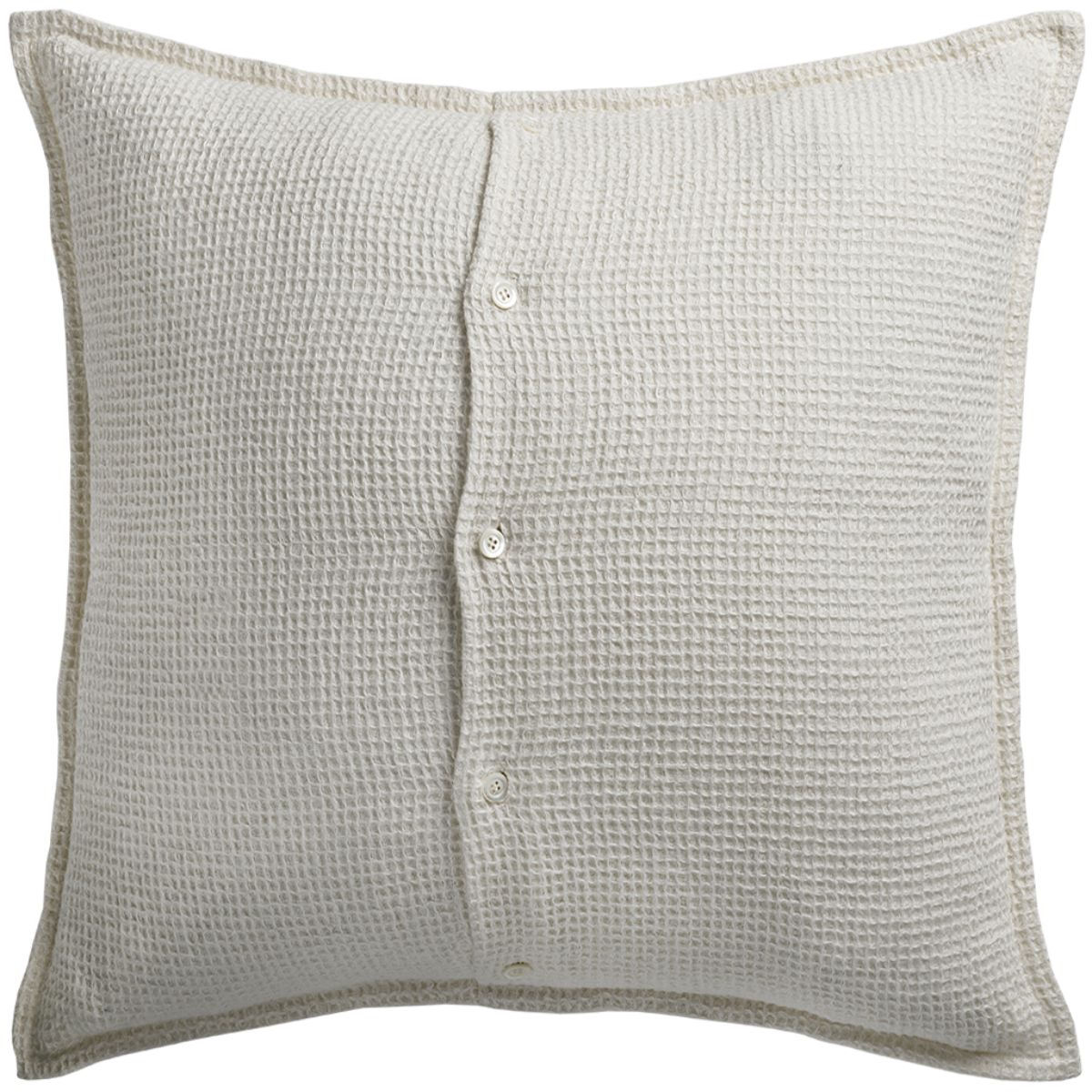 de Le Cuona | Linen Waffle Cushion With Buttons Cream §