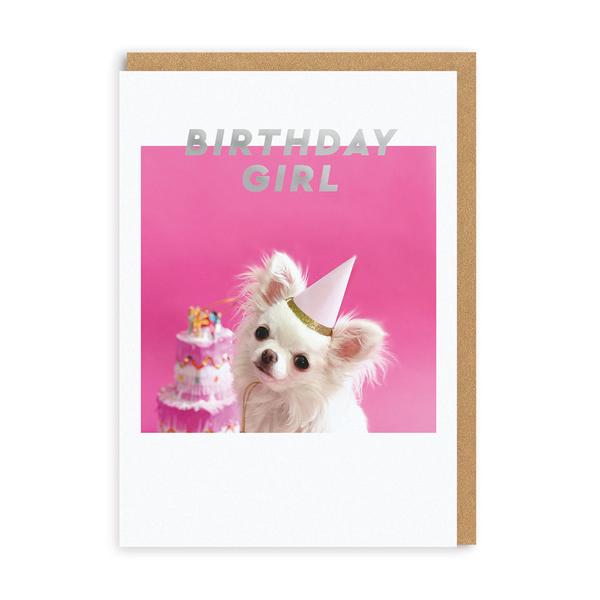 Sparkle Birthday Girl Pink Party Hat Greeting Card