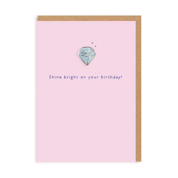 Diamond Enamel Pin Birthday Greeting Card