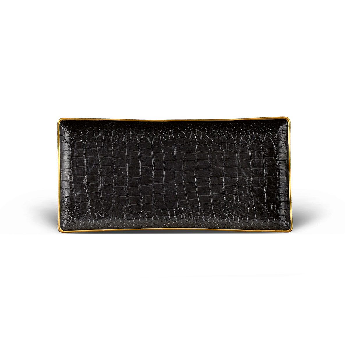 L'Objet I Crocodile Rectangular Tray Gold