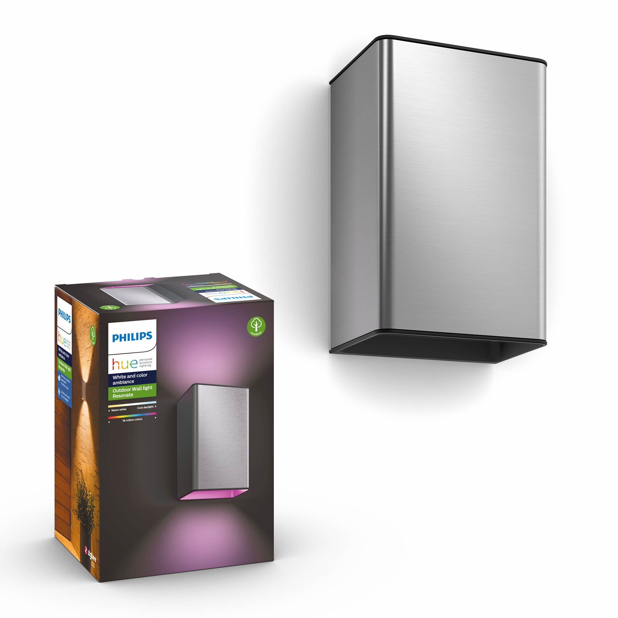Philips Hue - Resonate Wall Light - Hue Outdoor - Inox - White & Color Ambiance