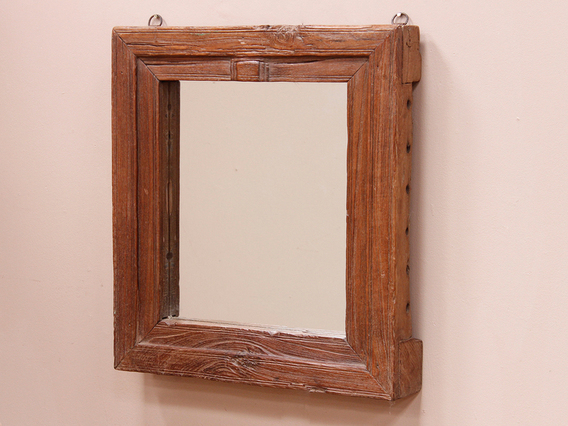 Vintage Window Mirror Brown Medium