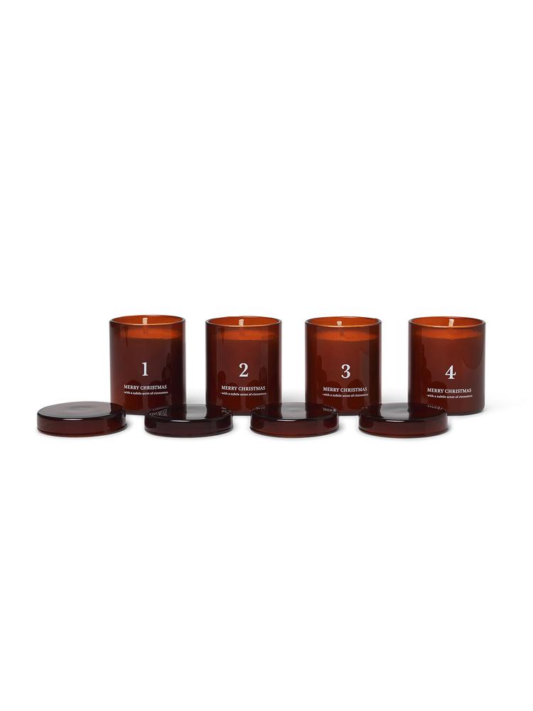 Ferm Living​ - Scented Advent Candles Set of 4 - Red Brown (1104263200)